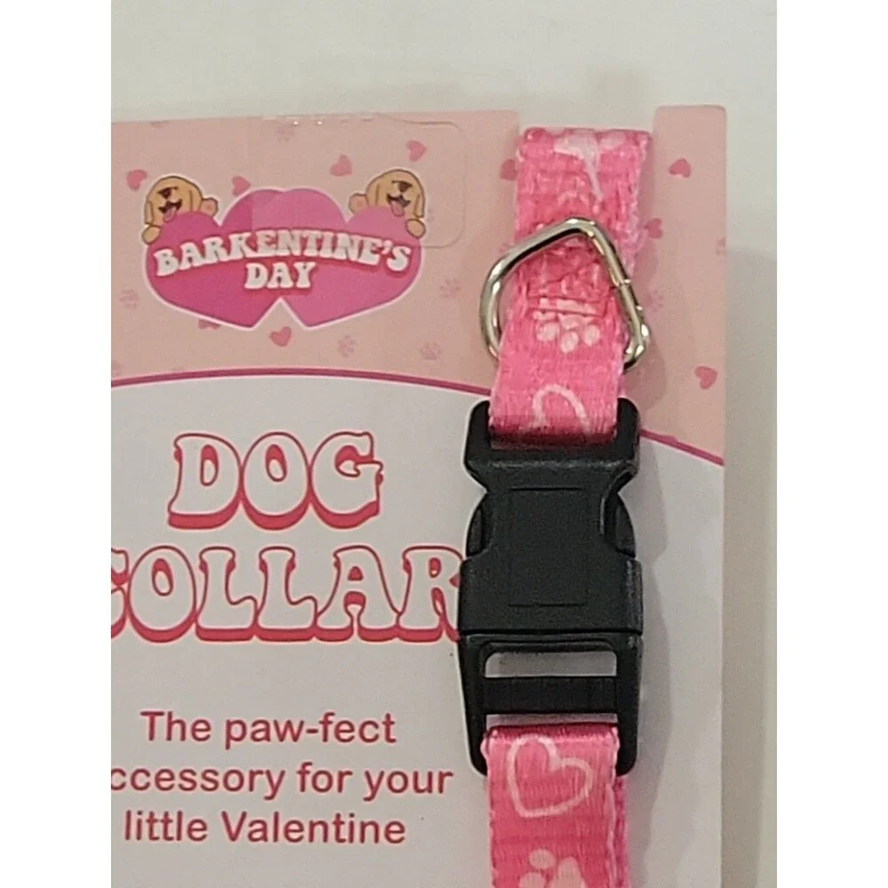 Pink Paw Prints And Hearts Valentines Dog Collar Fits Most Small To Medium‎ Dogs